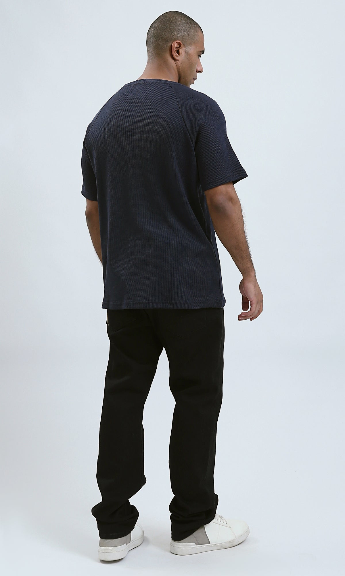 O192083 Relaxed Fit Elbow Sleeves Dark Navy Casual Tee
