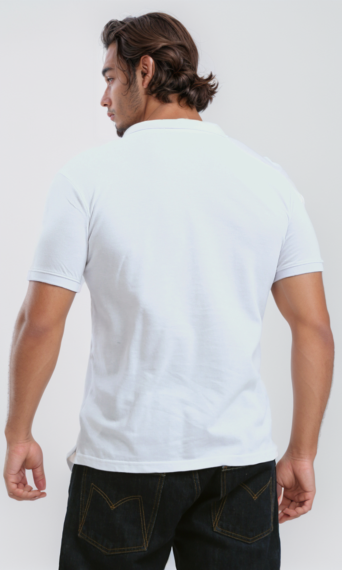 O192093 Buttoned Neck Short Sleeves White Polo Shirt