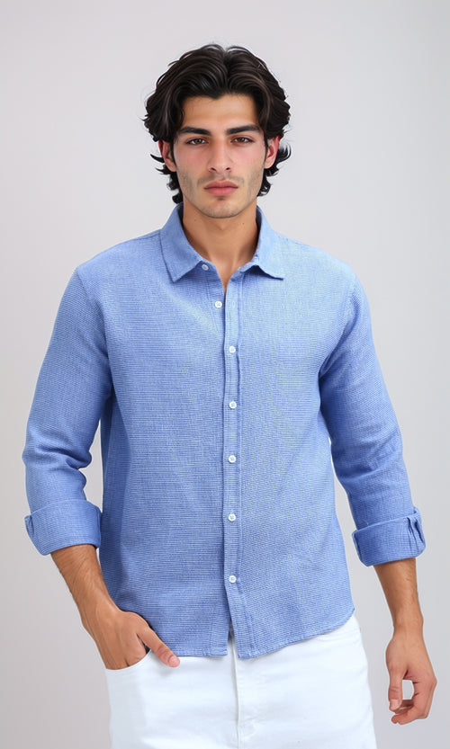 O192135 - Casual Long Sleeves Jeans Blue Shirt