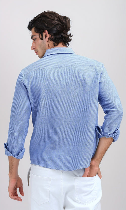 O192135 - Casual Long Sleeves Jeans Blue Shirt