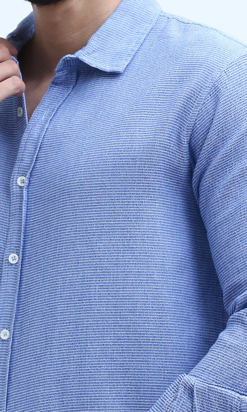 O192135 - Casual Long Sleeves Jeans Blue Shirt