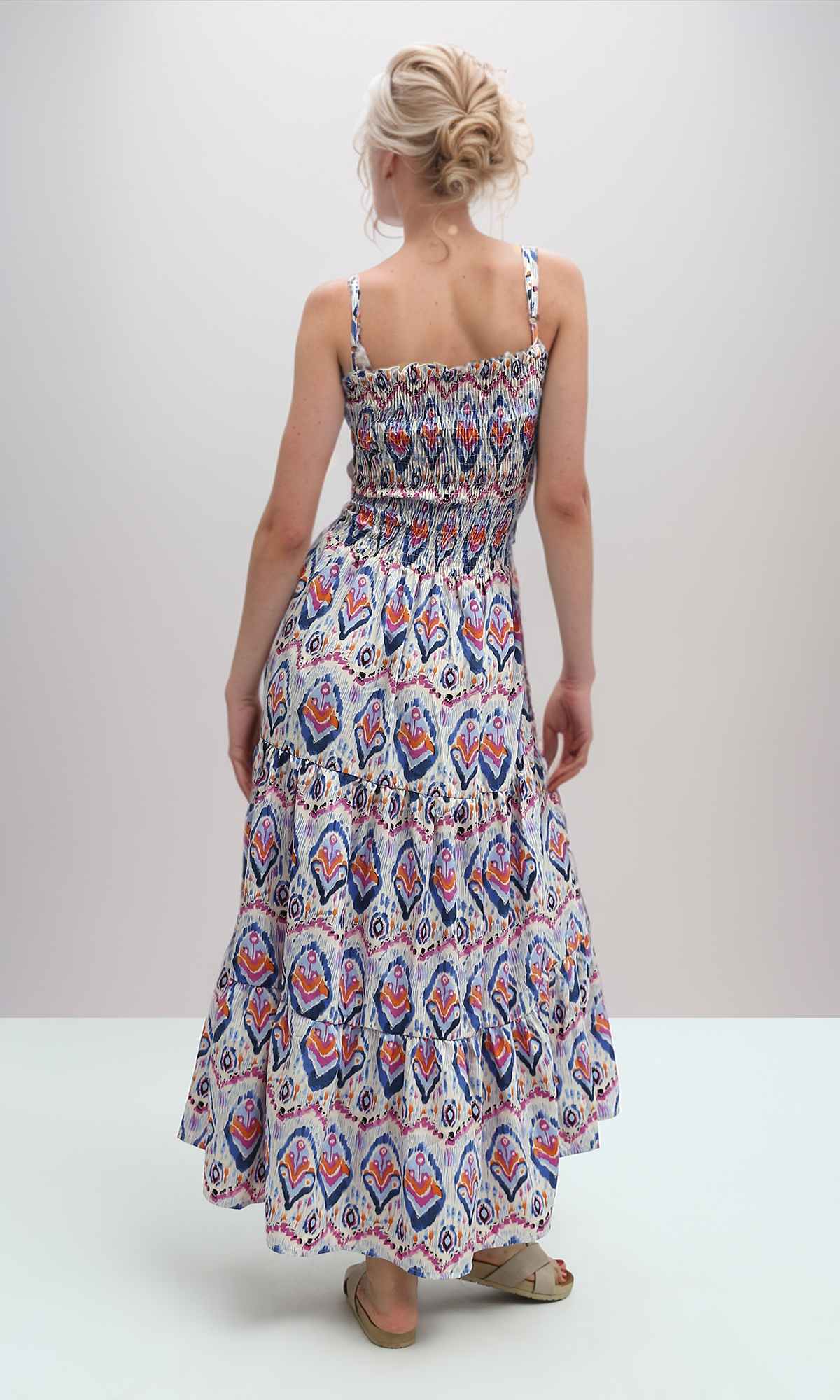 O192254 Summer Maxi Dress With Colorful Pattrned