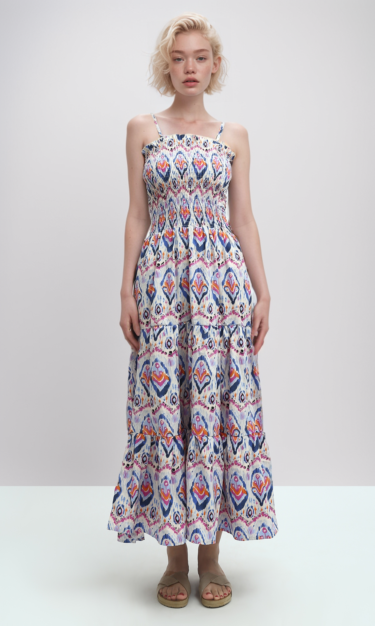 O192254 Summer Maxi Dress With Colorful Pattrned