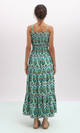 O192255 Green & Blue Ruffle Sleeveless Midi Dress