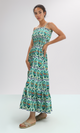 O192255 Green & Blue Ruffle Sleeveless Midi Dress