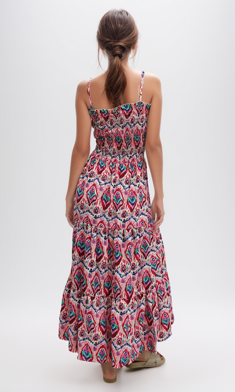 O192256 Multicolor Sleeveless Midi Dress
