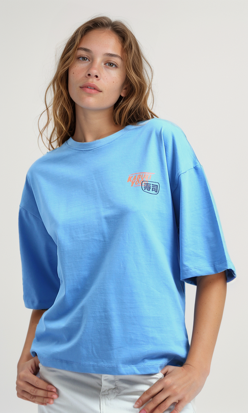 O192282 Front And Back Printed Tee With Elbow-Sleeves