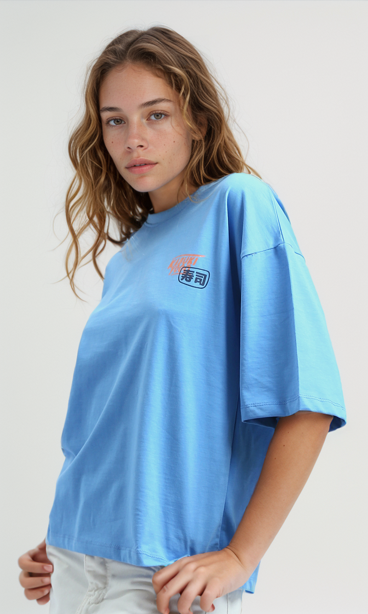 O192282 Front And Back Printed Tee With Elbow-Sleeves
