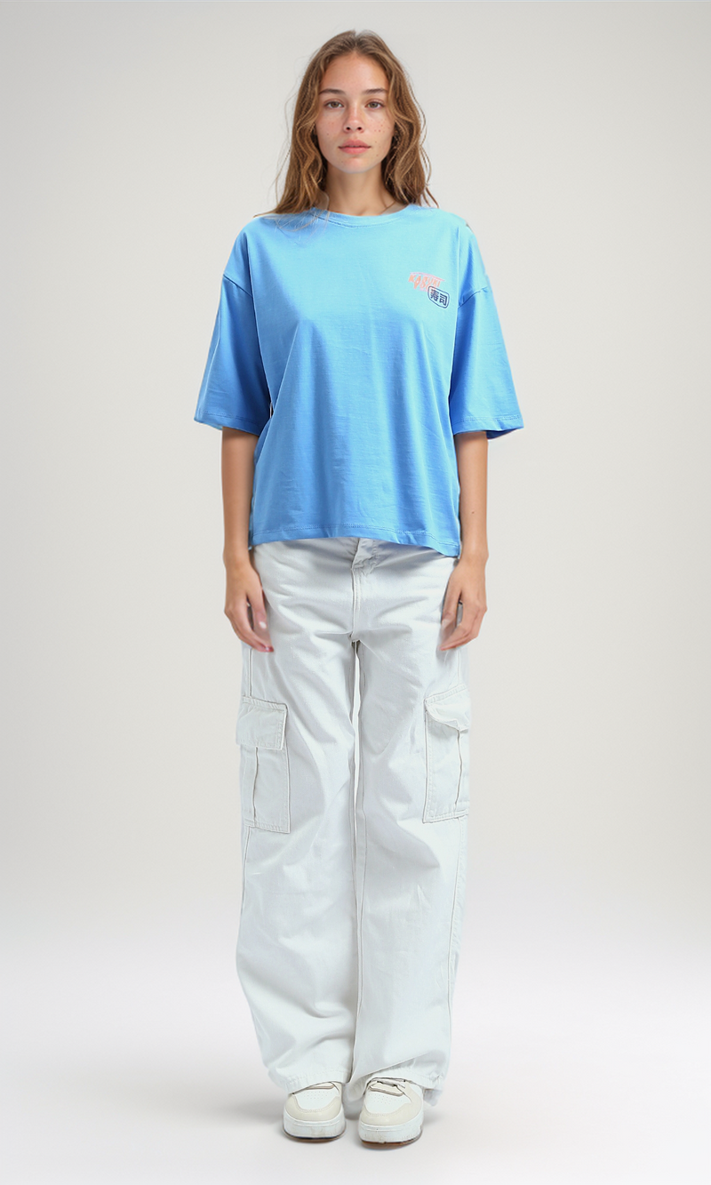 O192282 Front And Back Printed Tee With Elbow-Sleeves