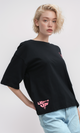 O192285 Slip On Printed "Adore You" Black Printed Tee