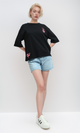 O192285 Slip On Printed "Adore You" Black Printed Tee