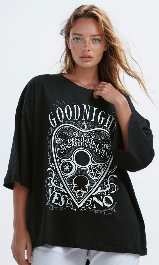 O192286 Printed Elbow-Sleeves Black Summer Long Tee