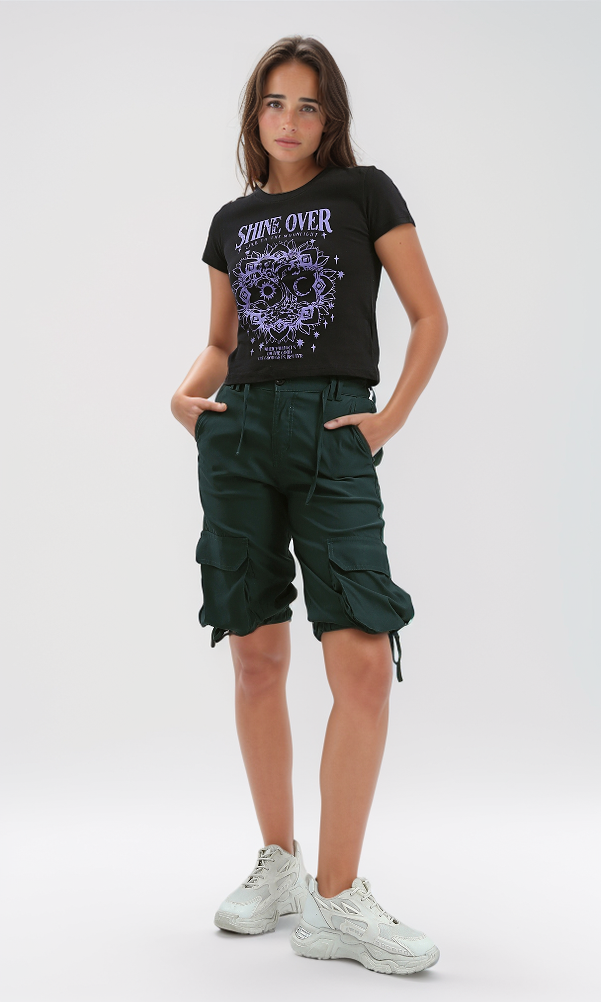 O192289 "Shine Over" Black Slip On Short Tee