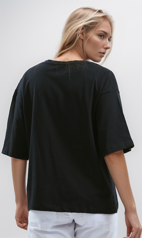 O192302 Black Printed Tee With Front "Los Angeles" Print