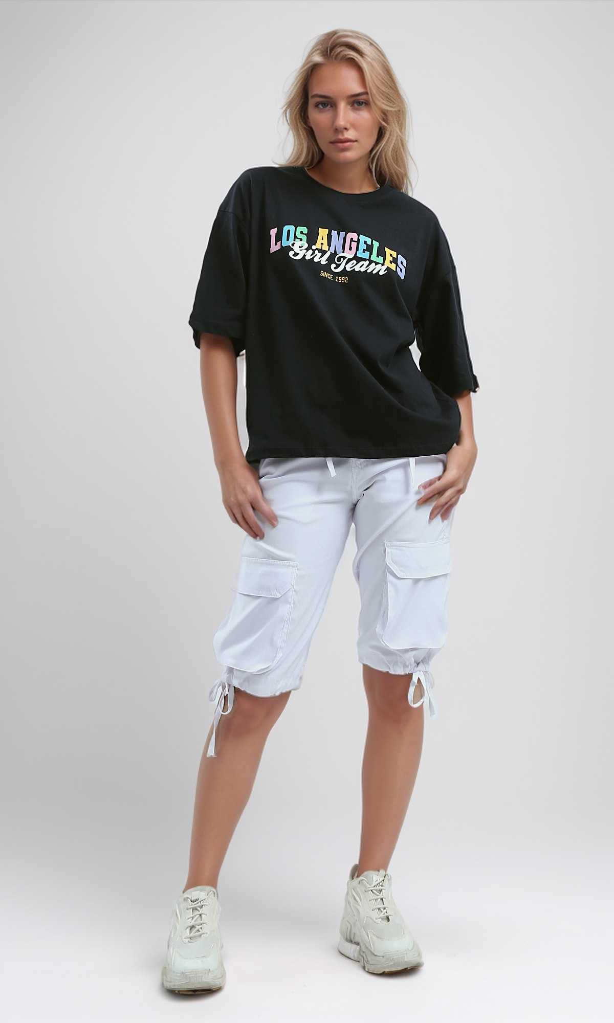 O192302 Black Printed Tee With Front "Los Angeles" Print