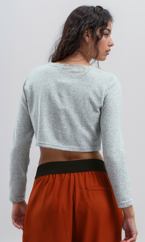 Heather Grey Front-Tie Cropped Bolero Cardigan - 0192307