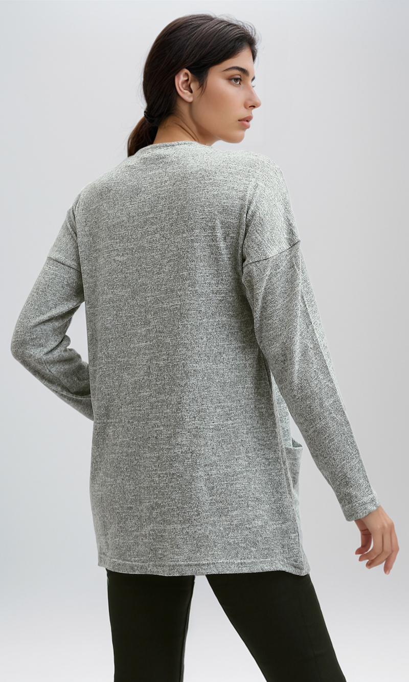 O192308 Heather Grey Slip On Summer Cardigan