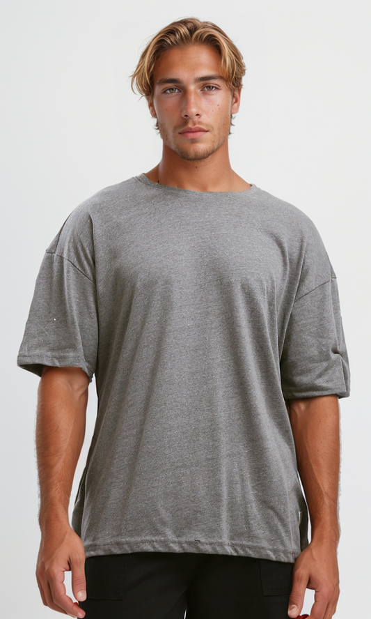 O192449 Heather Dark Grey Round Neck Summer Tee