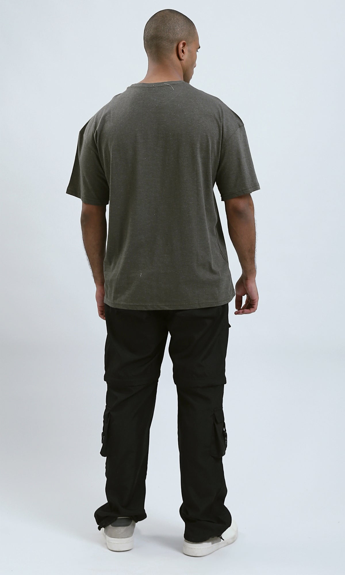 O192450 - Round Neck Heather Dark Khaki Slip On Tee