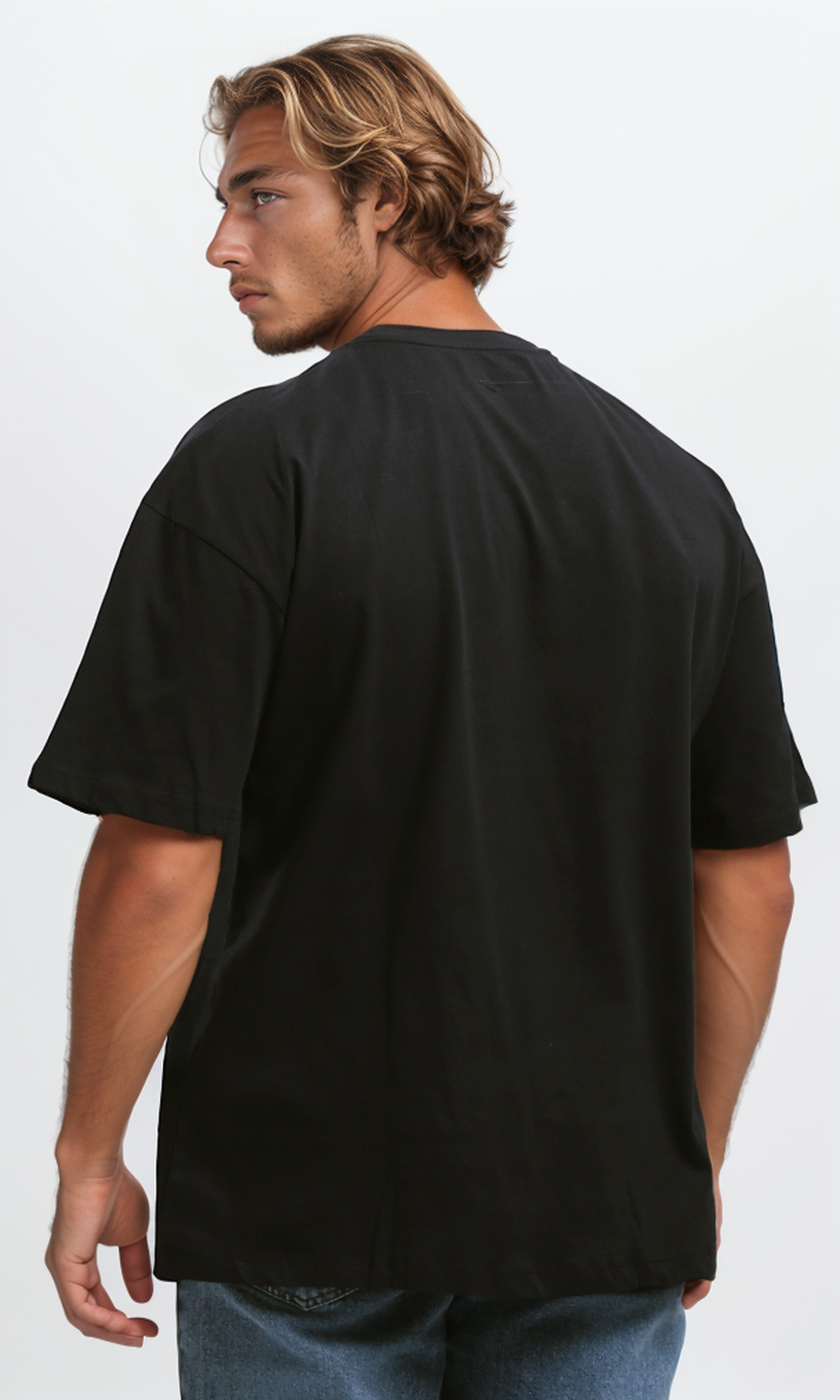 O192452 Black Relaxed Fit Solid Cotton Tee