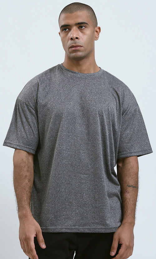 O192453 - تي شيرت Heather Dark Grey بأكمام كوع سهلة الارتداء