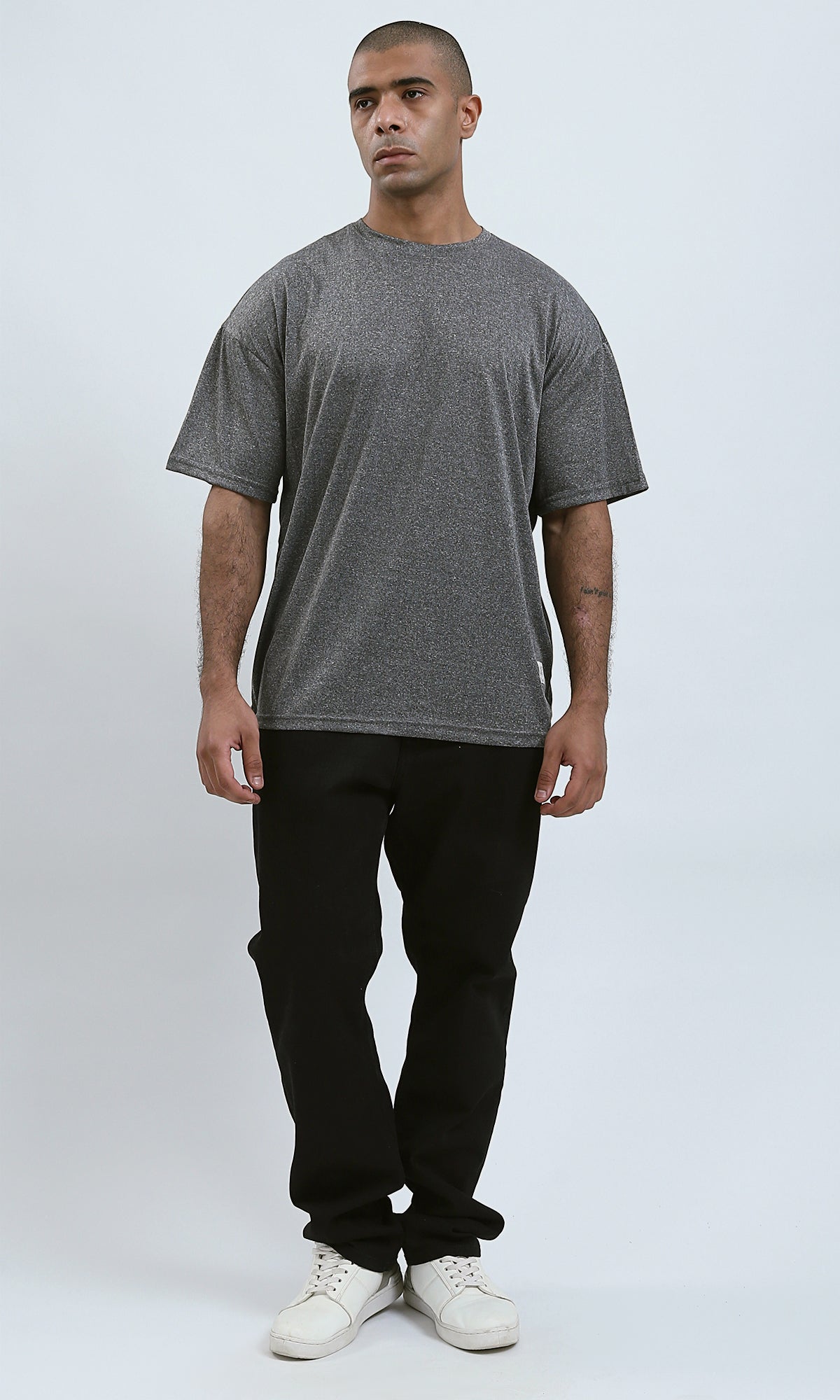 O192453 - تي شيرت Heather Dark Grey بأكمام كوع سهلة الارتداء