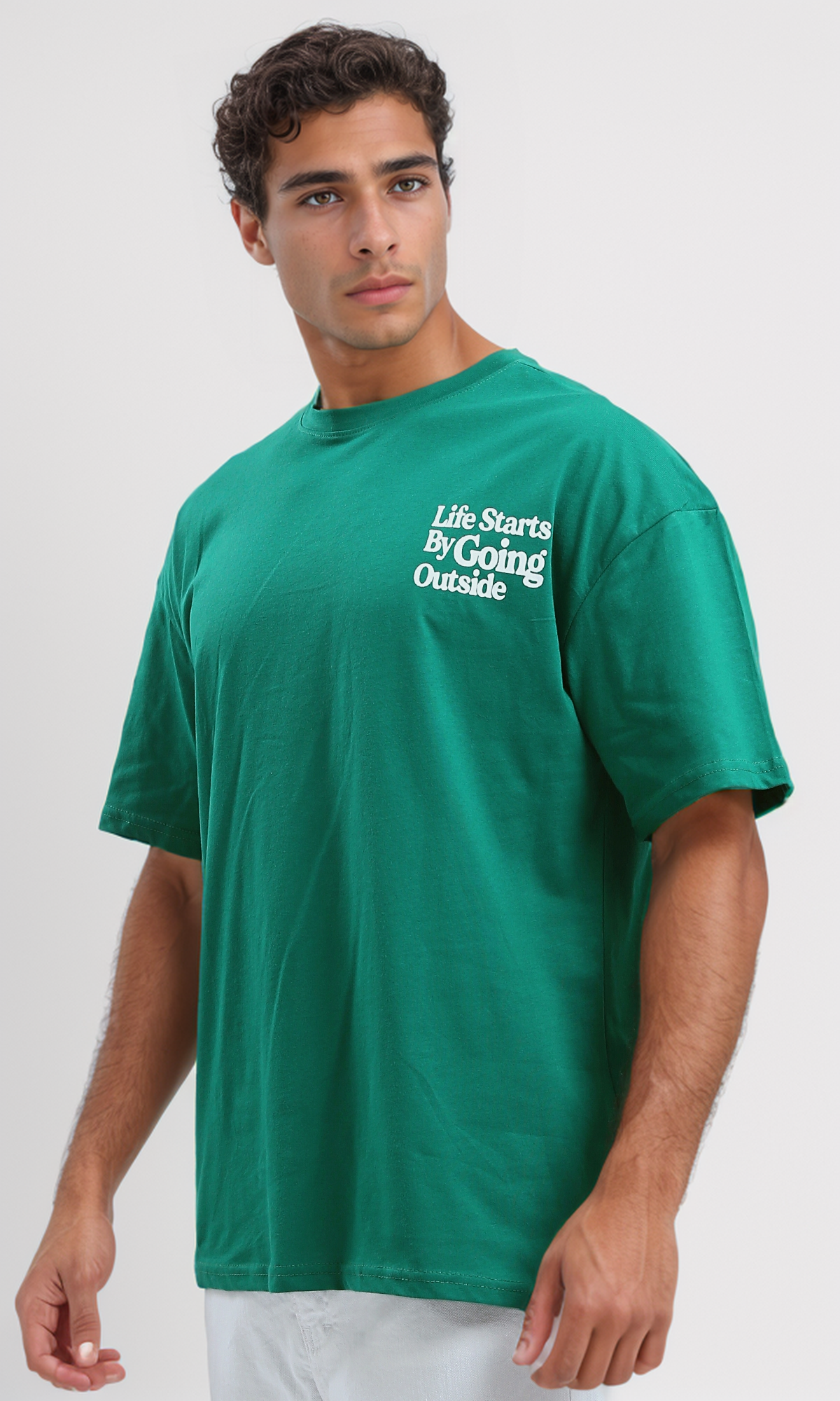 O192455 Trendy Print Green Slip On Cotton Tee