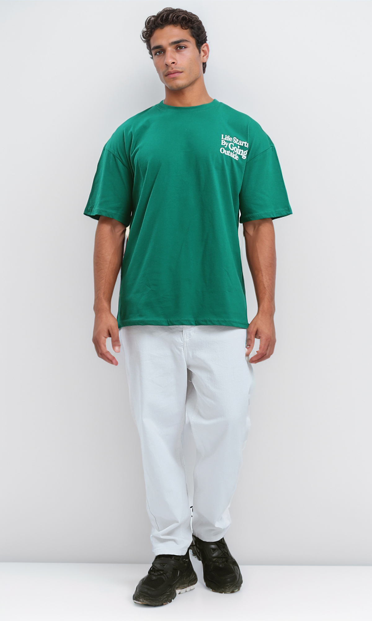 O192455 Trendy Print Green Slip On Cotton Tee