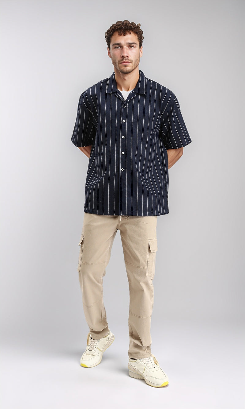 O192460 - Casual Cargo Pants with Elastic Waist - Dark Beige