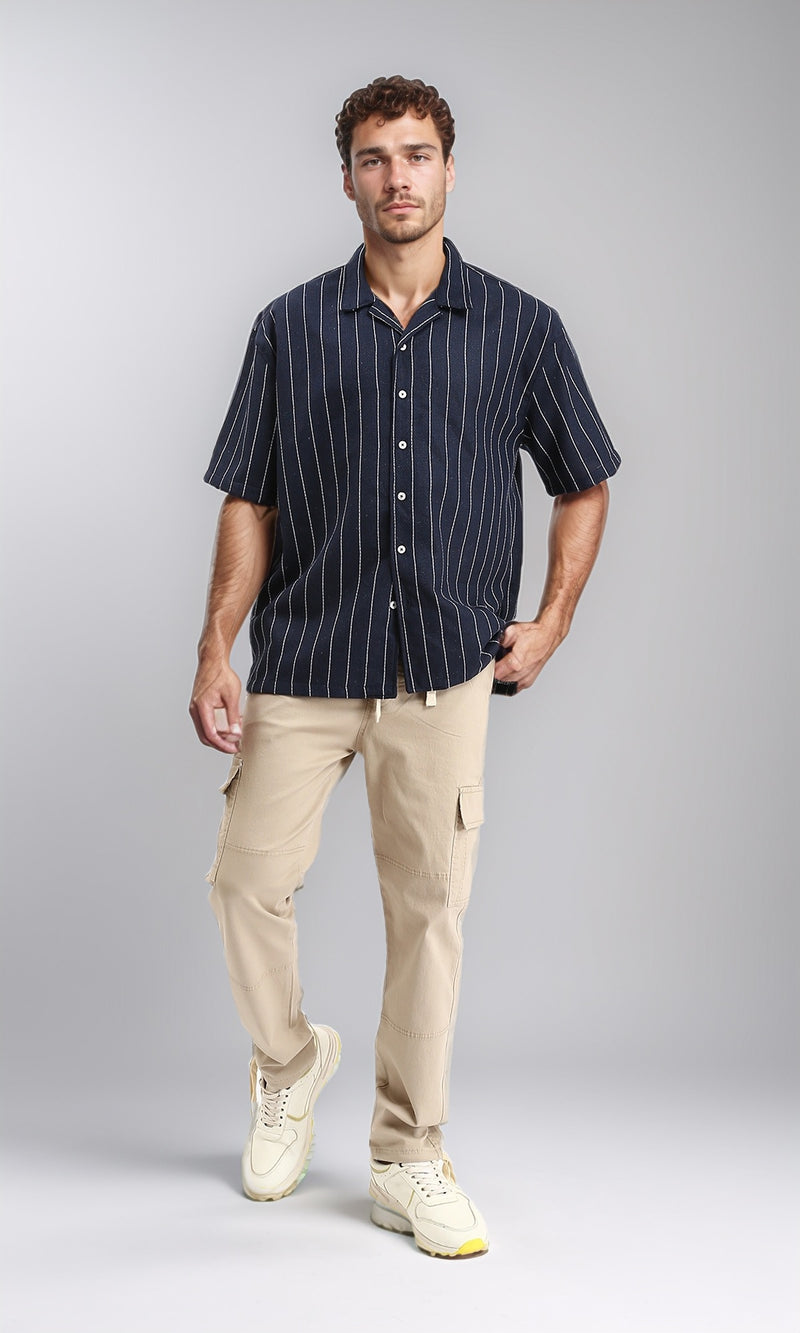 O192460 - Casual Cargo Pants with Elastic Waist - Dark Beige