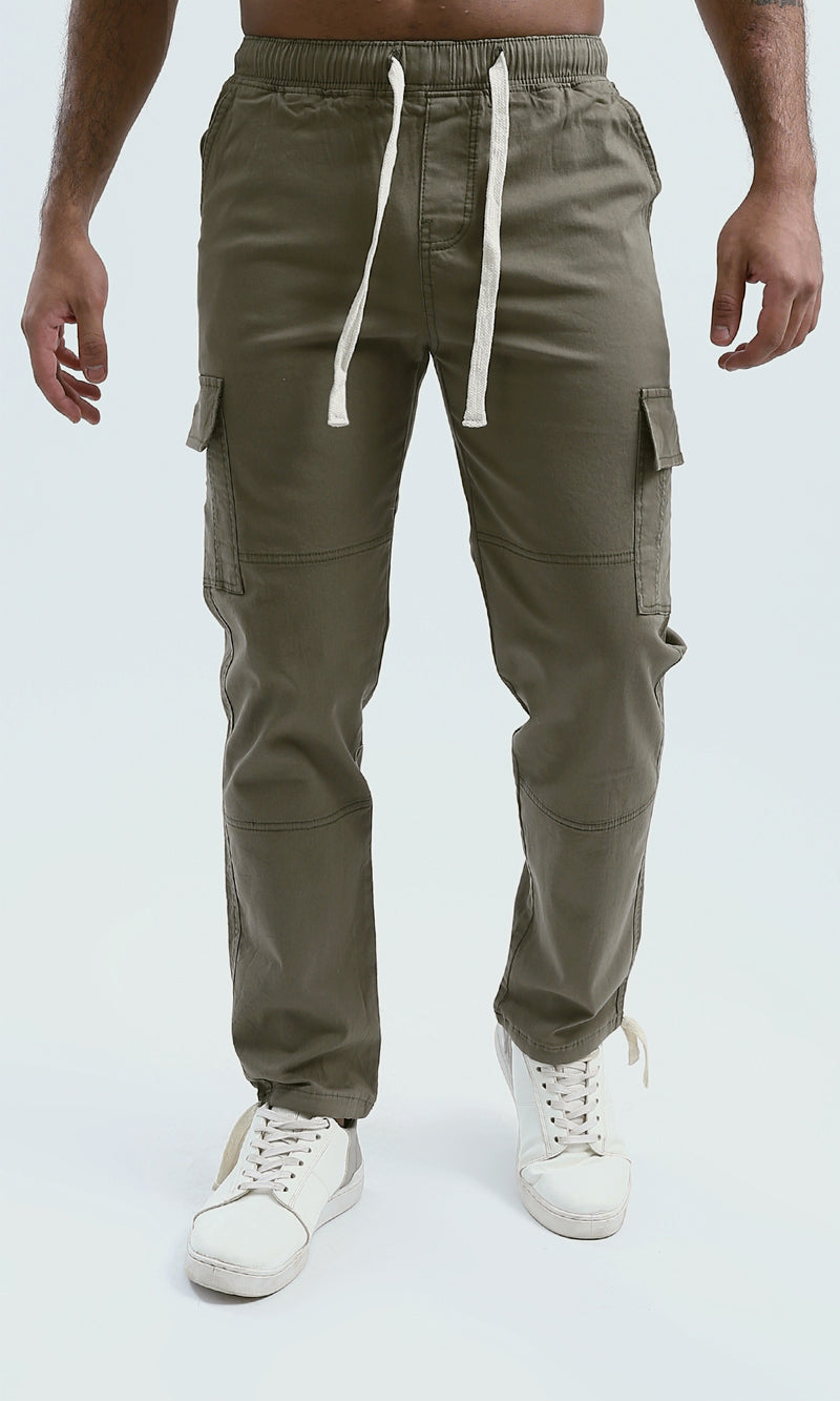 O192462 - Slip On Solid Cargo Pants - Light Brown