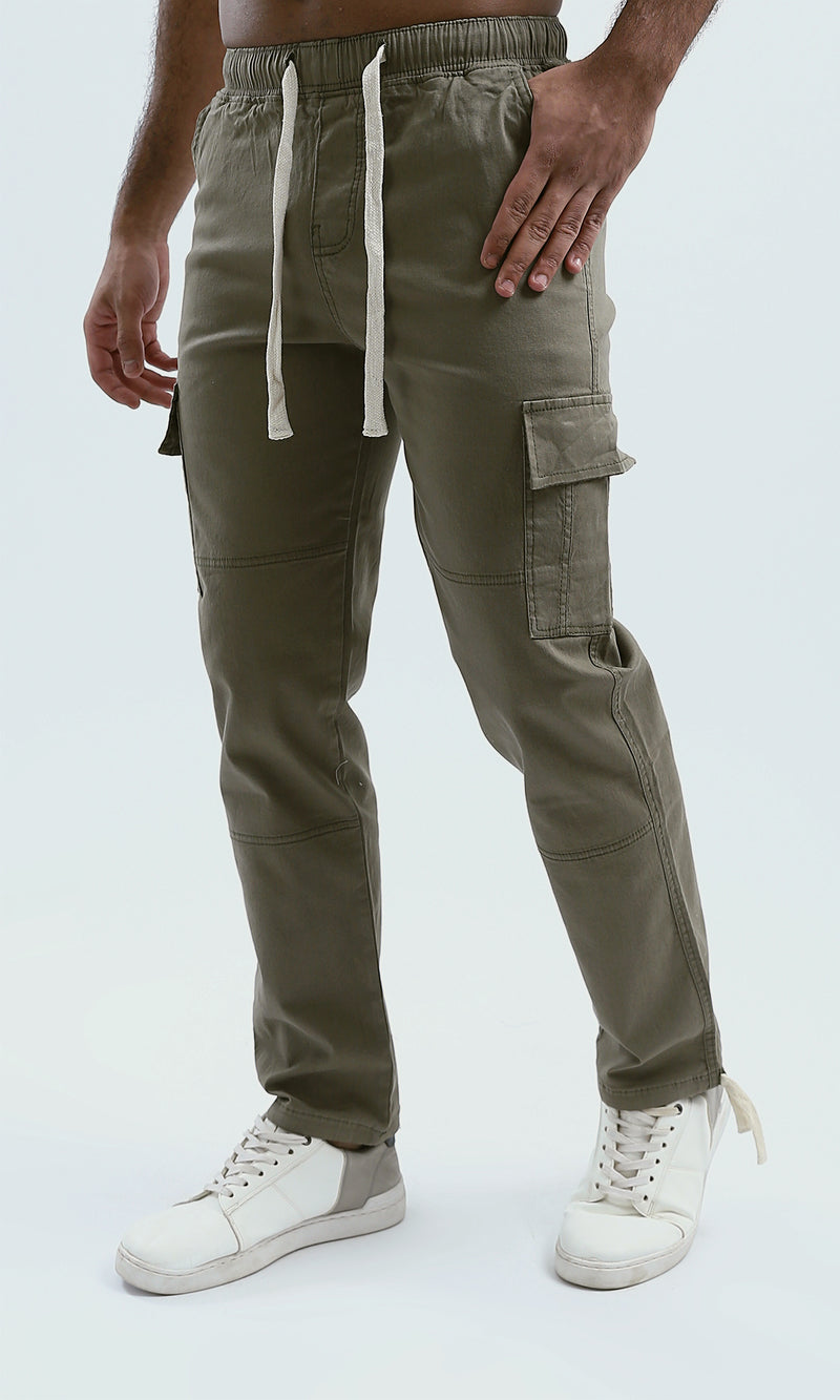 O192462 - Slip On Solid Cargo Pants - Light Brown