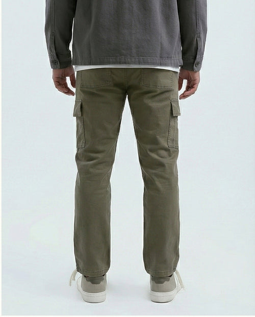 O192462 - Slip On Solid Cargo Pants - Light Brown