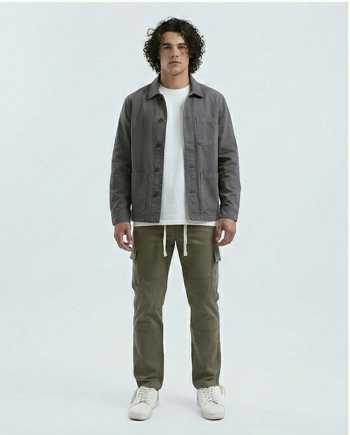 O192462 - Slip On Solid Cargo Pants - Light Brown