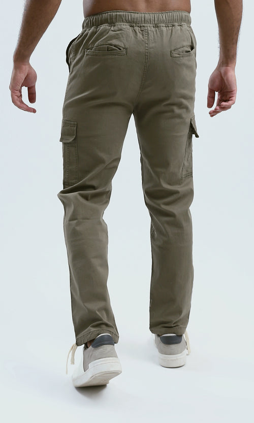 O192462 - Slip On Solid Cargo Pants - Light Brown