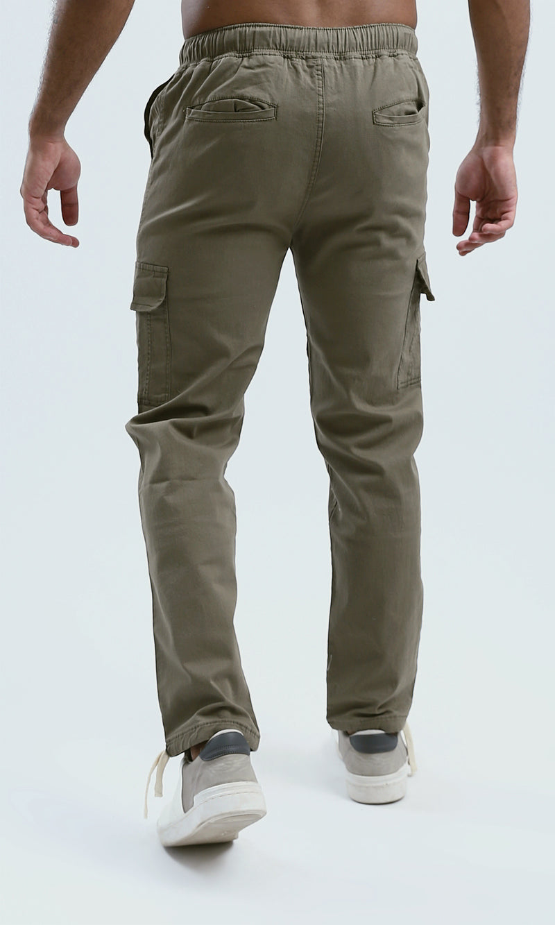 O192462 - Slip On Solid Cargo Pants - Light Brown