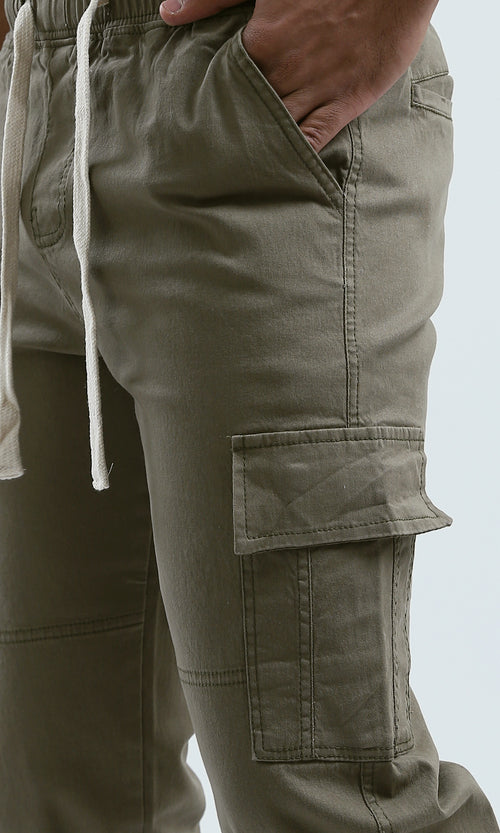 O192462 - Slip On Solid Cargo Pants - Light Brown