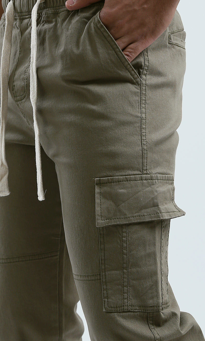 O192462 - Slip On Solid Cargo Pants - Light Brown