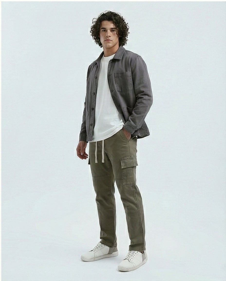 Olive Green Utility Cargo Drawstring Trousers - O192462