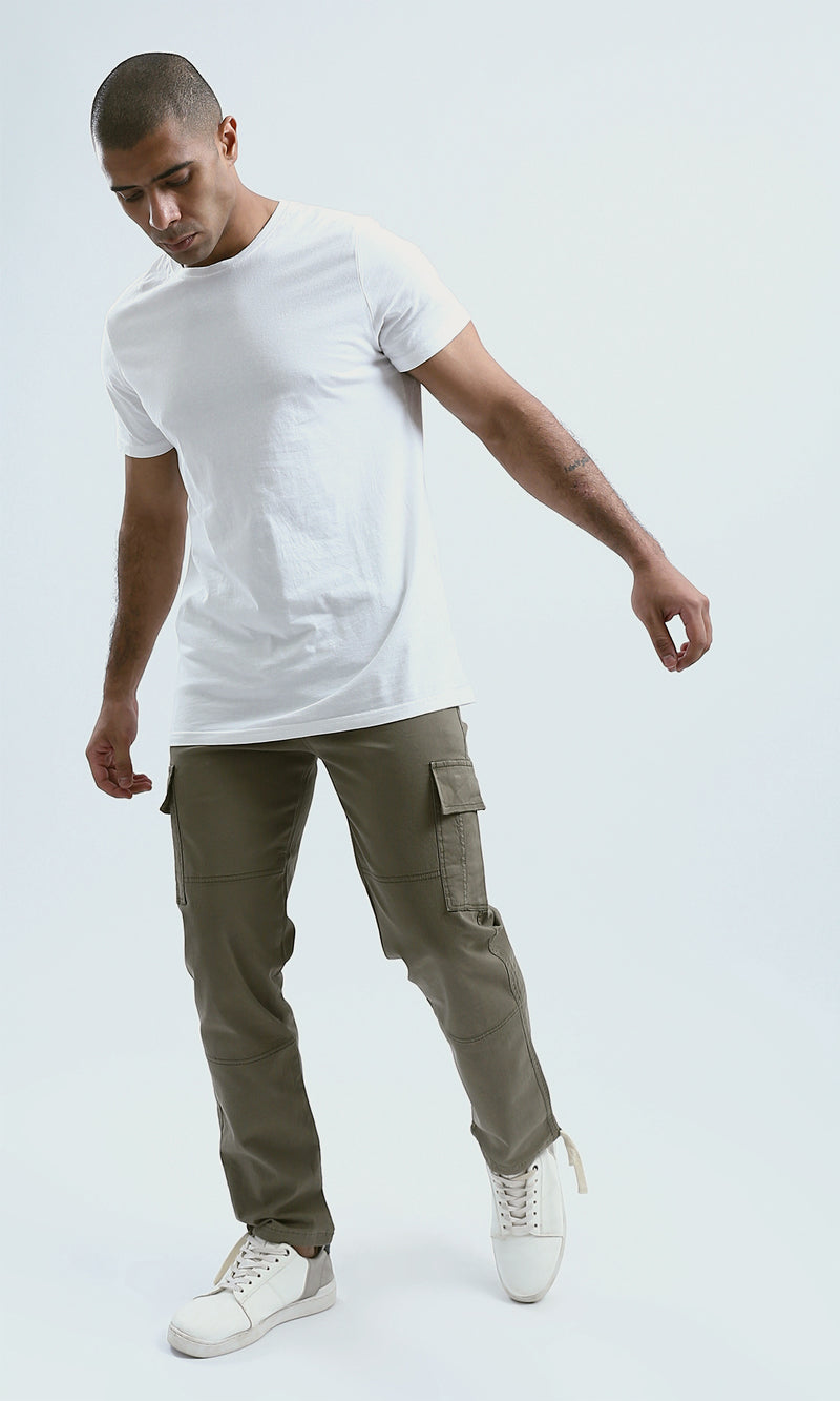 O192462 - Slip On Solid Cargo Pants - Light Brown