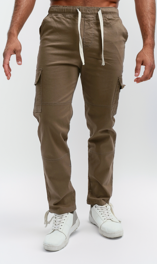 O192463 Elastic Waist Cargo Pants With Side Pockets