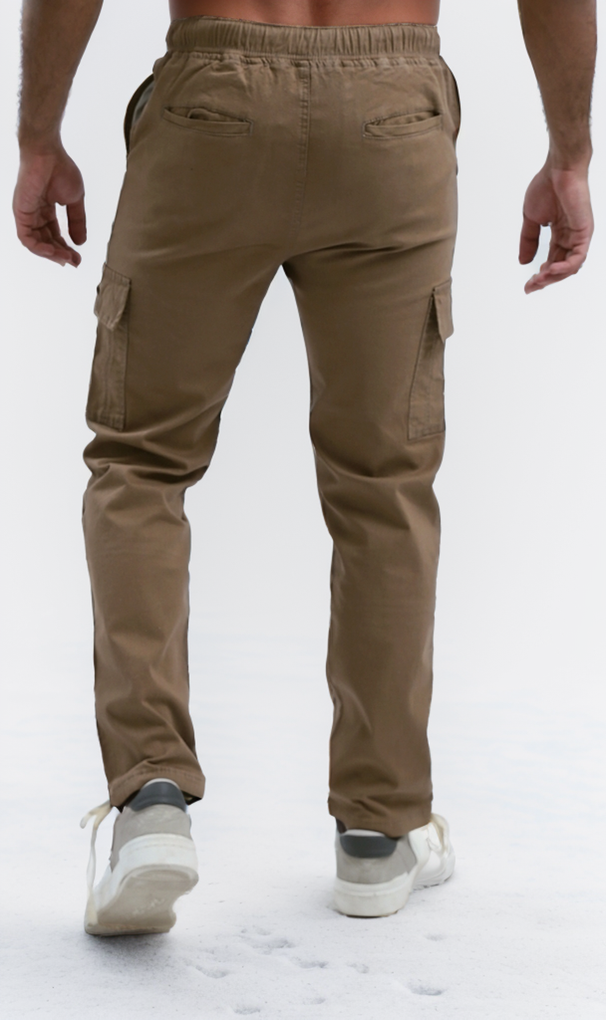 O192463 Elastic Waist Cargo Pants With Side Pockets