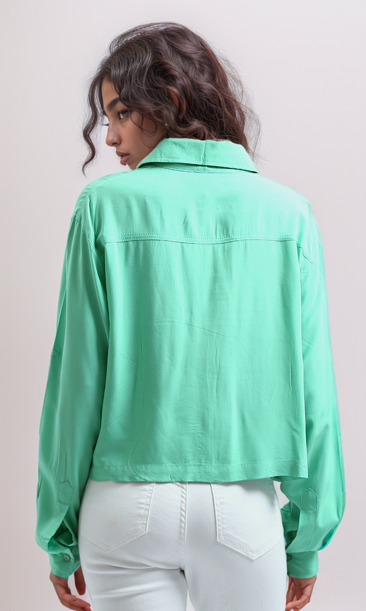 O192514 Regular Fit Casual Long Sleeves Shirt With Pockets - Light Green