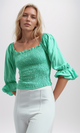 O192515 Long Sleeve Tunic Solid Color Blouse - Light Green