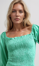 O192515 Long Sleeve Tunic Solid Color Blouse - Light Green