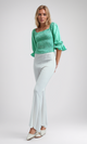 O192515 Long Sleeve Tunic Solid Color Blouse - Light Green
