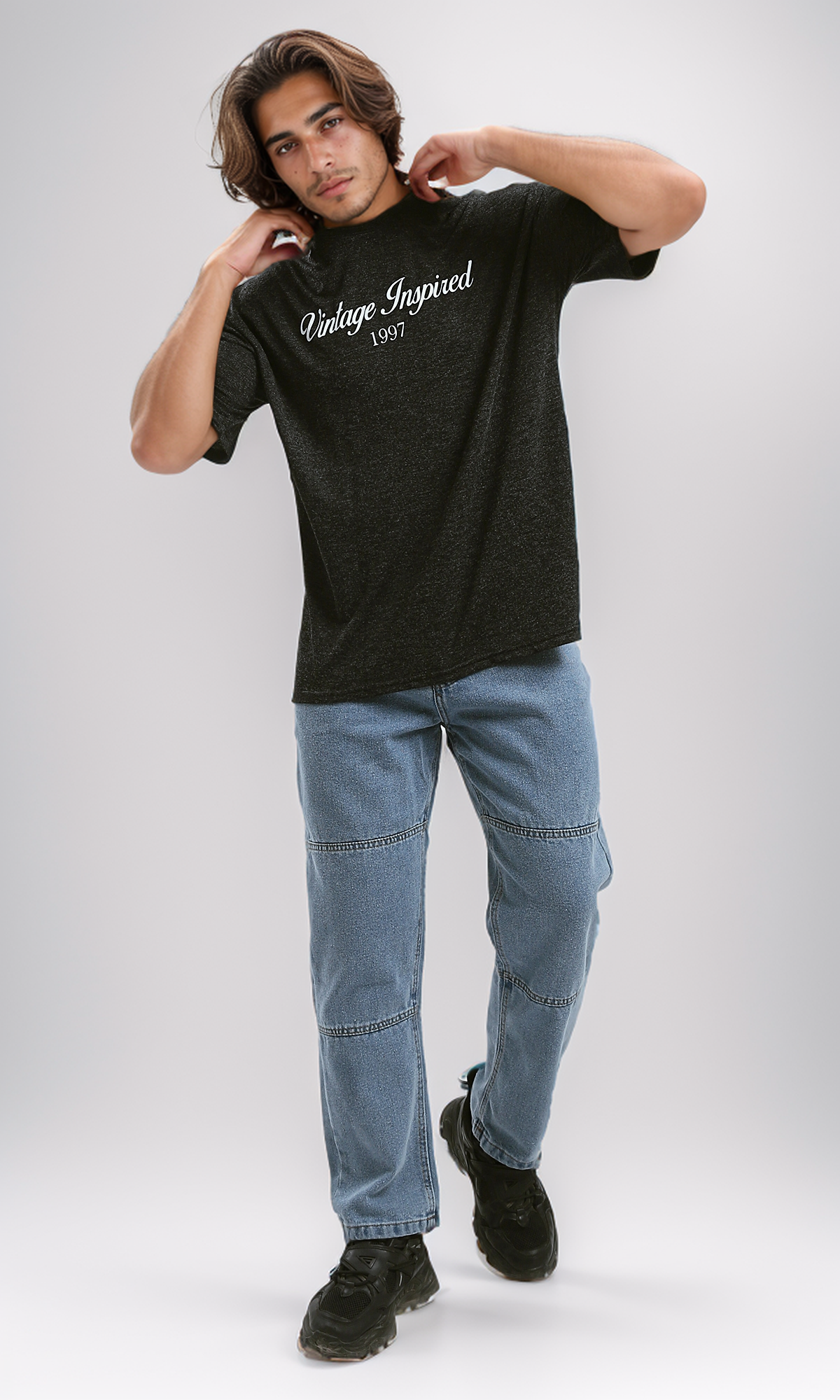 O192538 "Vintage Inspired" Heather Black Casual Tee