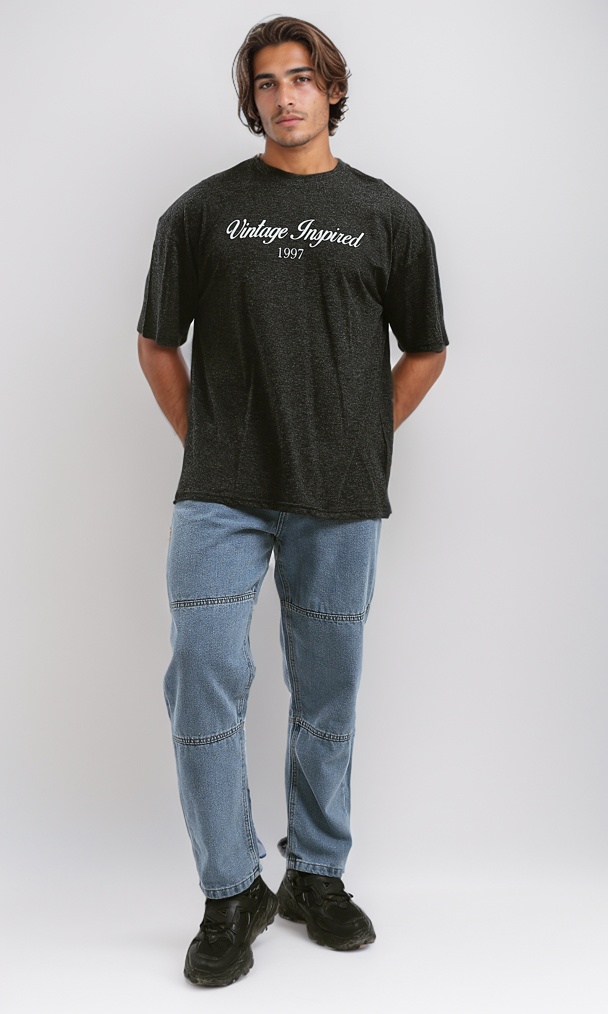 O192538 "Vintage Inspired" Heather Black Casual Tee