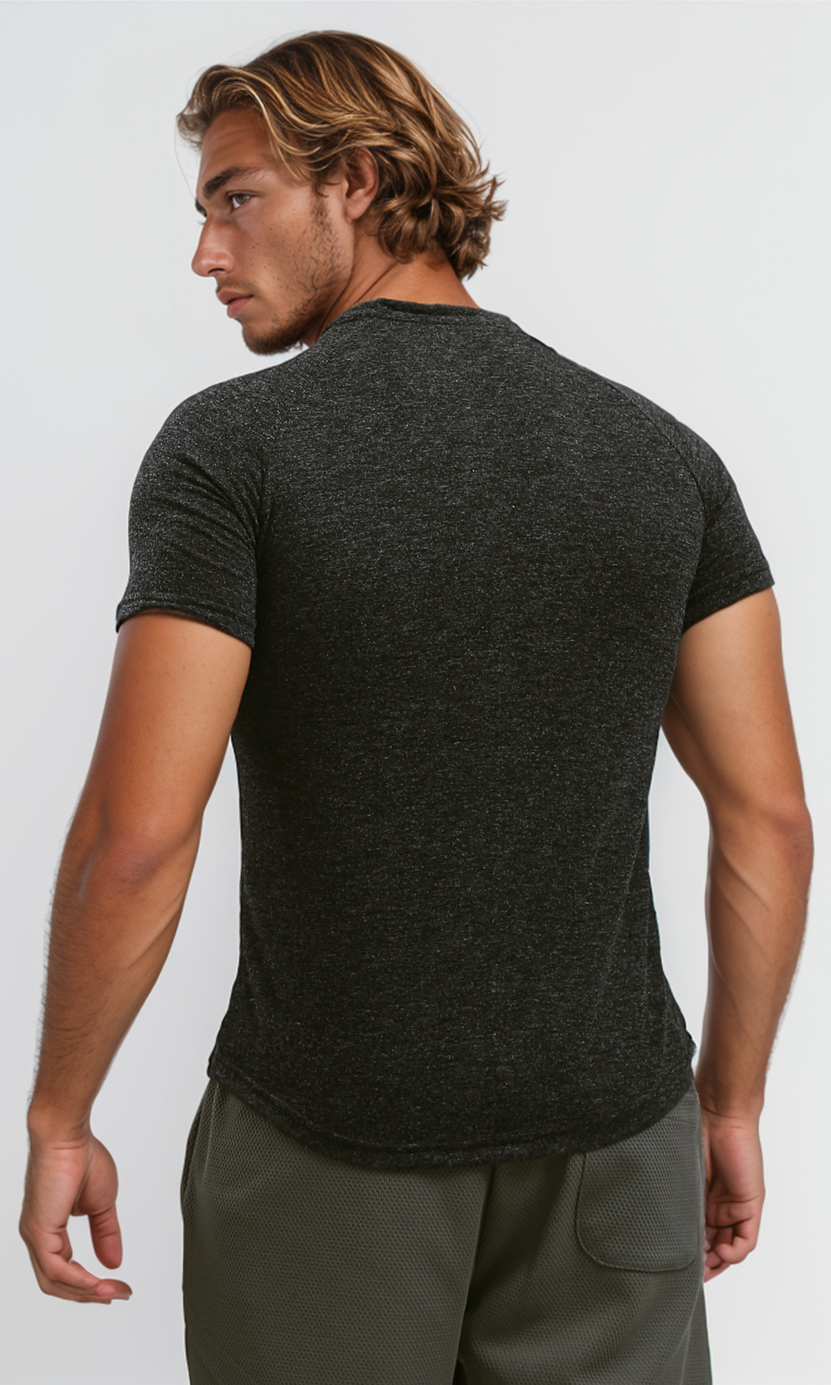 O192539 Regular Fit Heather Black Basic Tee