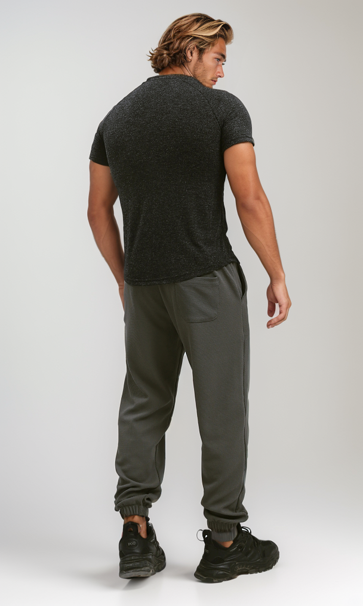 O192539 Regular Fit Heather Black Basic Tee